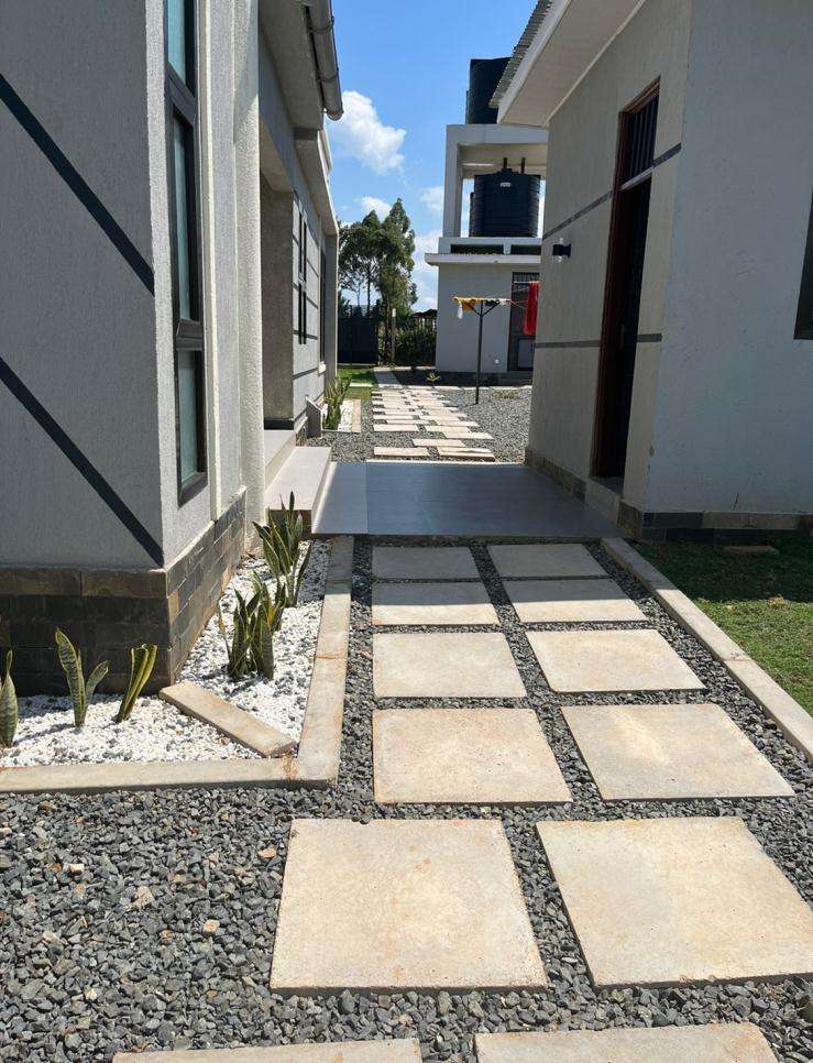 Stone stepping-stone path at a contemporary residence